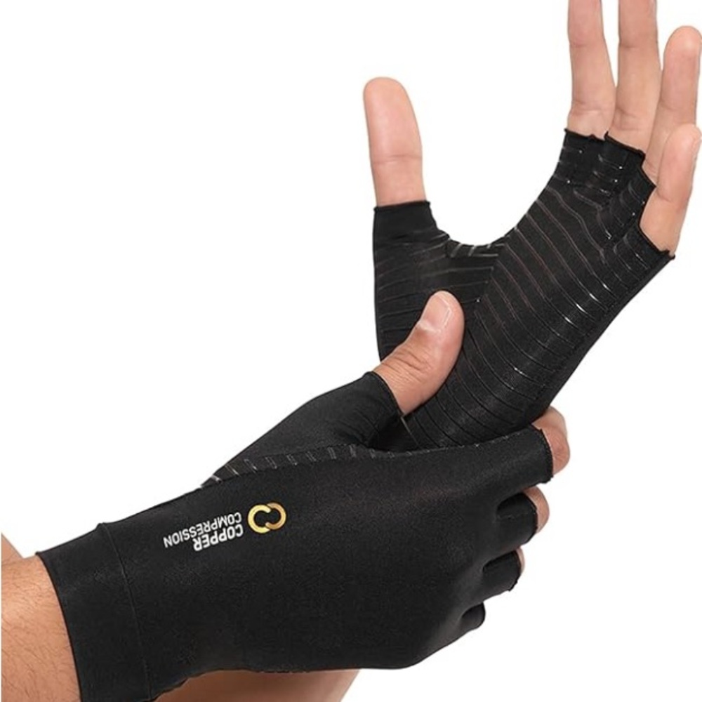 Copper Compression Fingerless Gloves Men’s